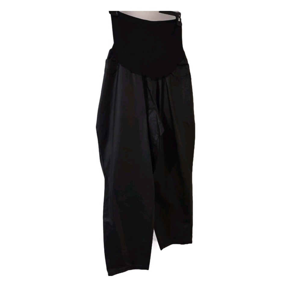 Maternity Pants Women's Size 3X Black Pregnancy Pants Adult Faux Leather Pockets